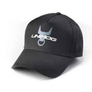 black 5 panel cap with unimog logo