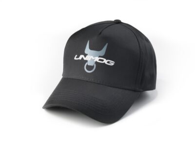 black 5 panel cap with unimog logo